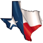 Texas with flag colors blowing